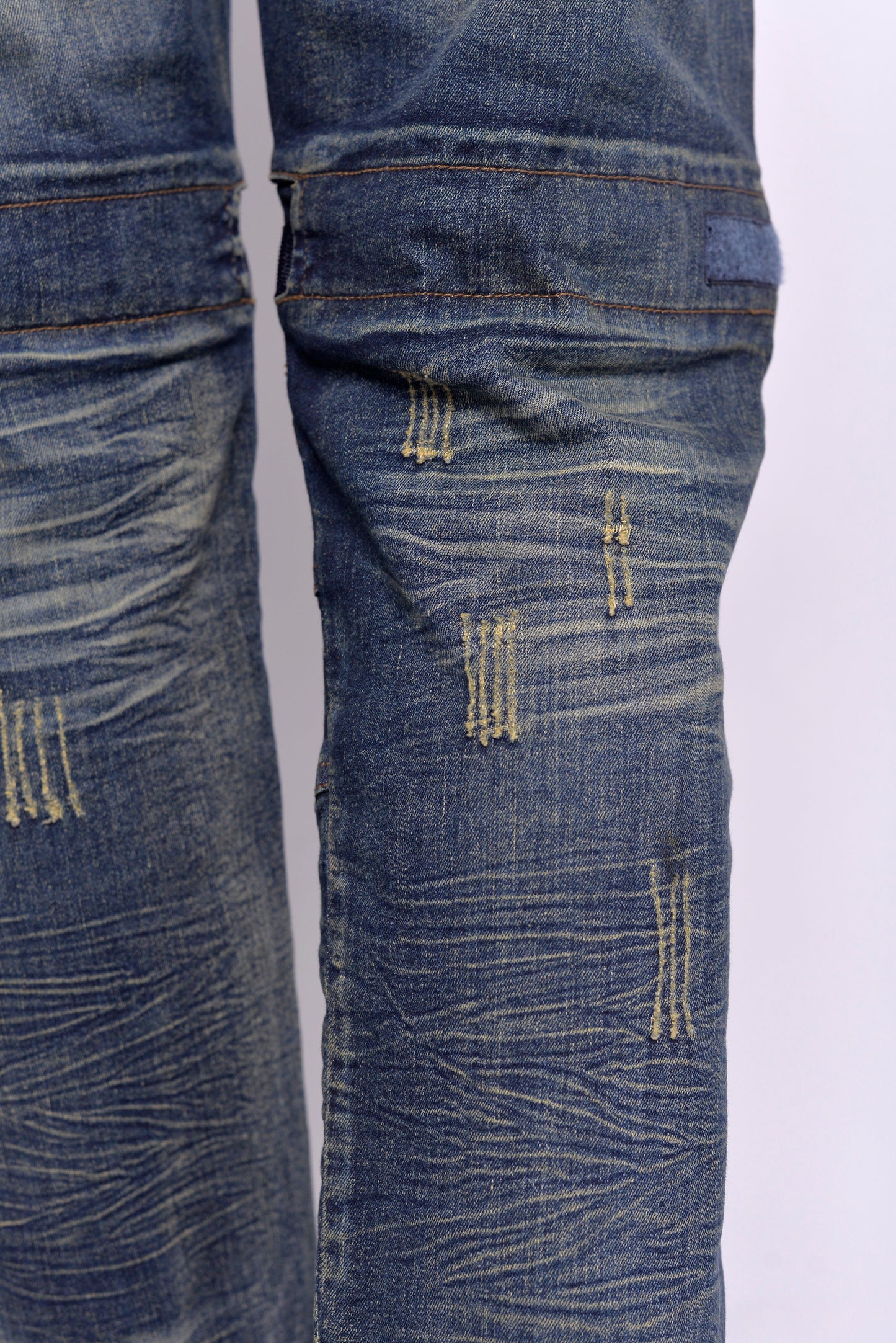 MLS - Men’s Denim Distressed Knees Vintage Biker Jeans (MLSDKVJ001)