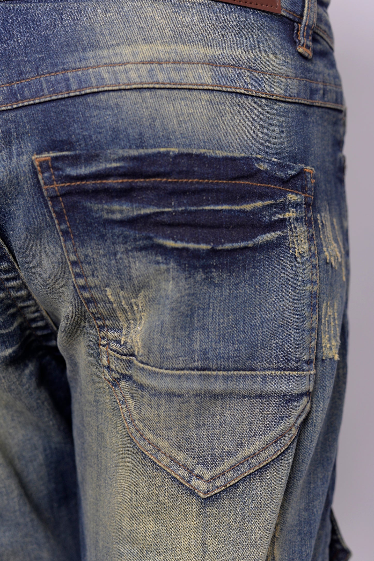 MLS - Men’s Denim Distressed Knees Vintage Biker Jeans (MLSDKVJ001)