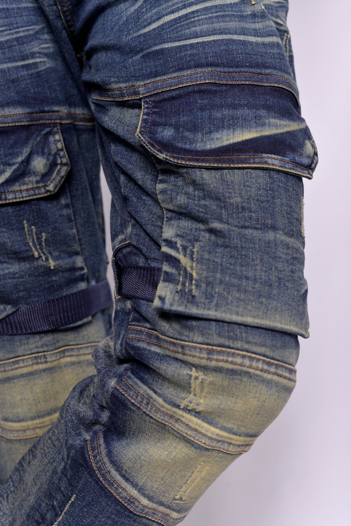 MLS - Men’s Denim Distressed Knees Vintage Biker Jeans (MLSDKVJ001)