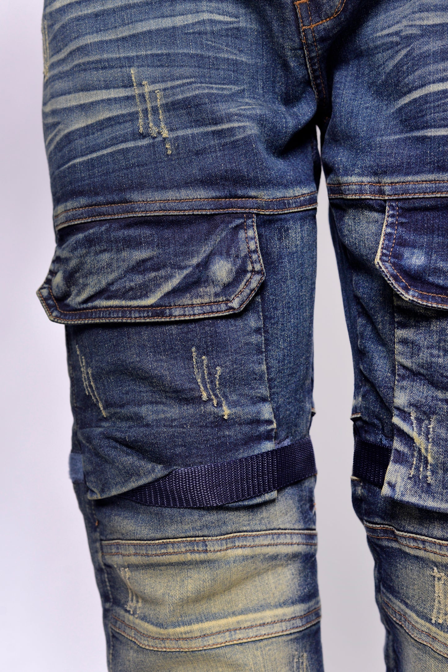 MLS - Men’s Denim Distressed Knees Vintage Biker Jeans (MLSDKVJ001)