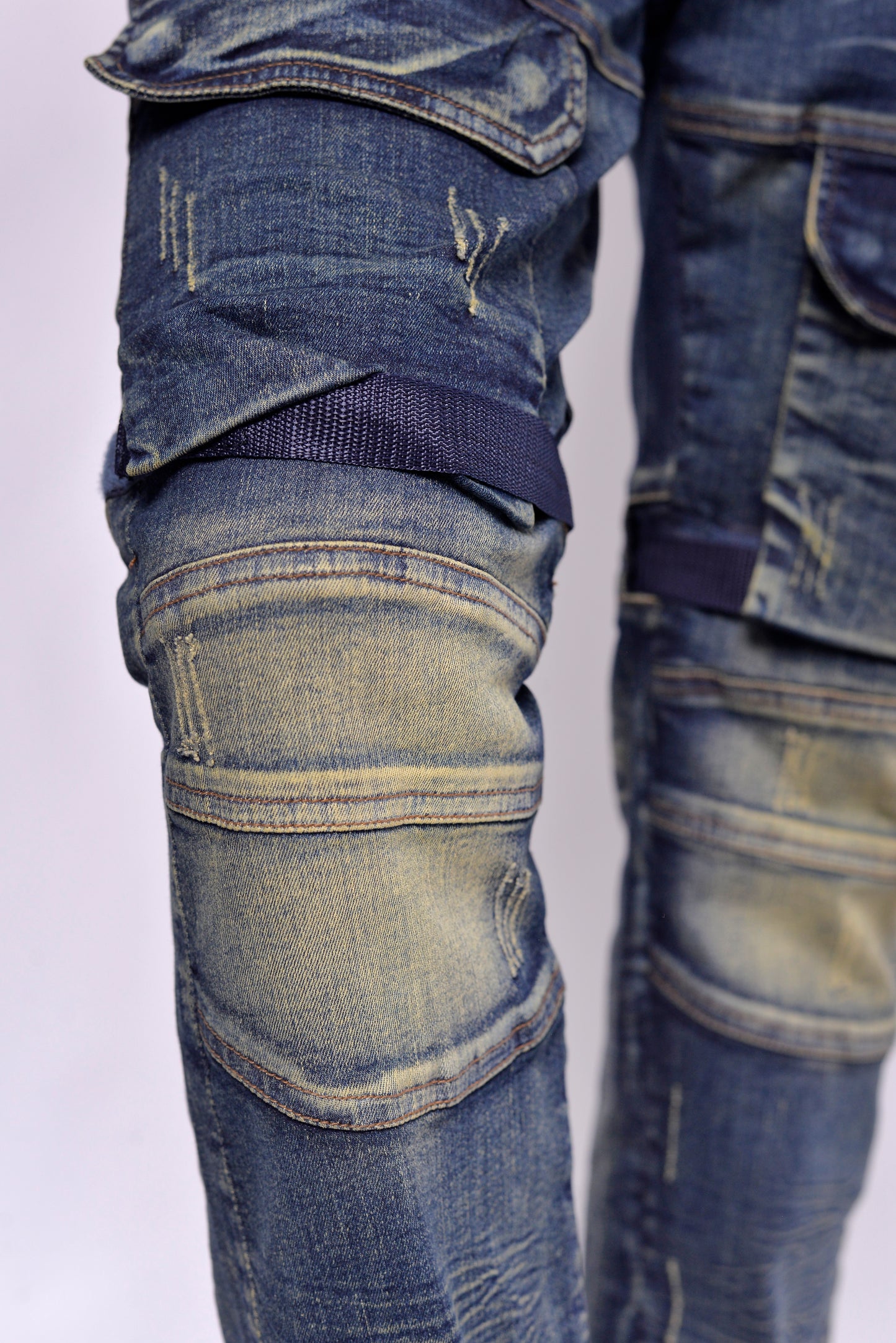 MLS - Men’s Denim Distressed Knees Vintage Biker Jeans (MLSDKVJ001)
