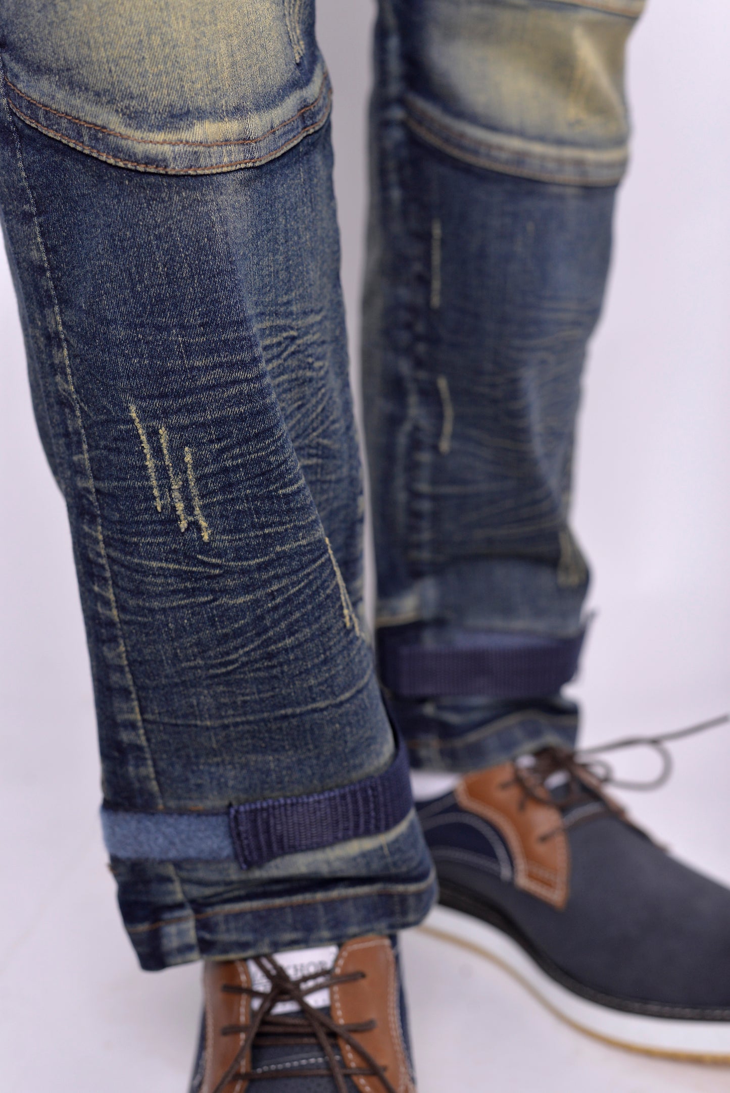MLS - Men’s Denim Distressed Knees Vintage Biker Jeans (MLSDKVJ001)