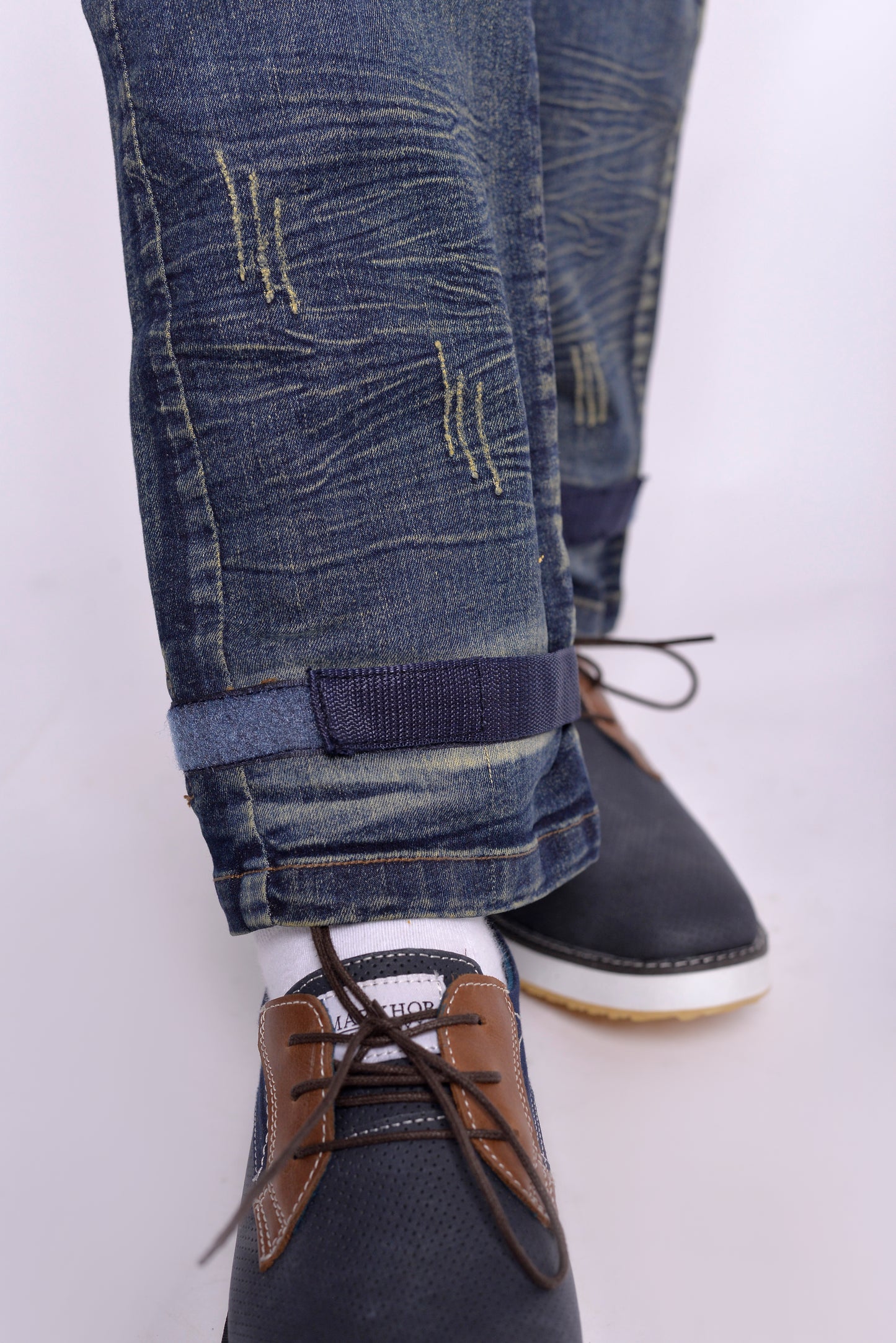 MLS - Men’s Denim Distressed Knees Vintage Biker Jeans (MLSDKVJ001)