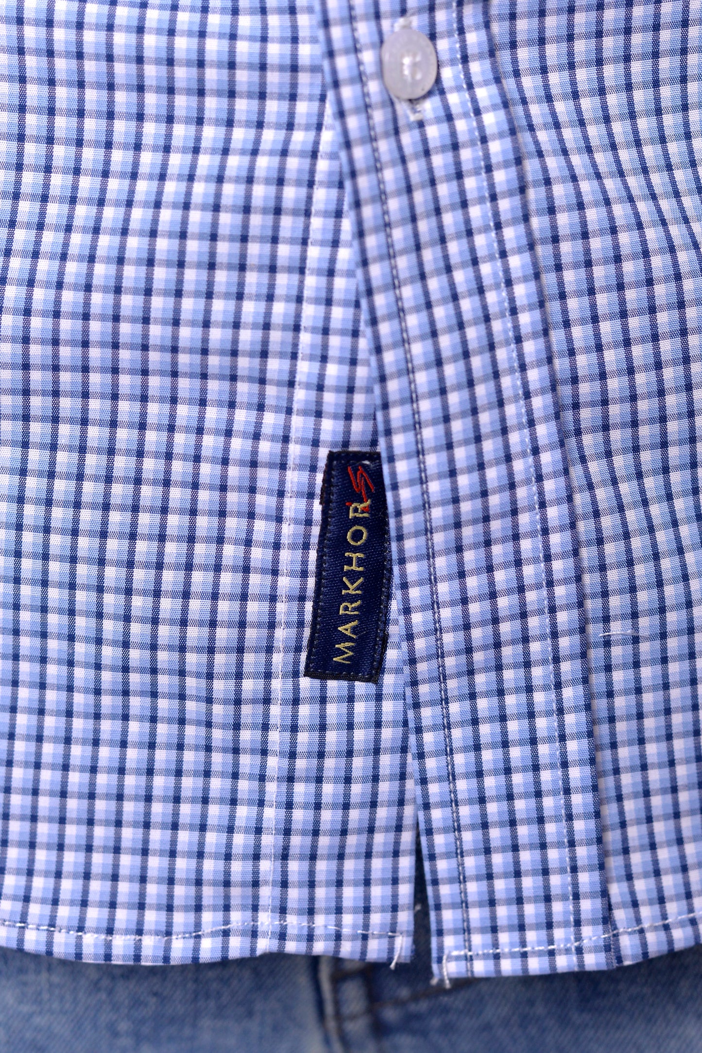 MLS - Men’s Wrinkle Free Work Shirt Blue Check (MLSWFWS24)