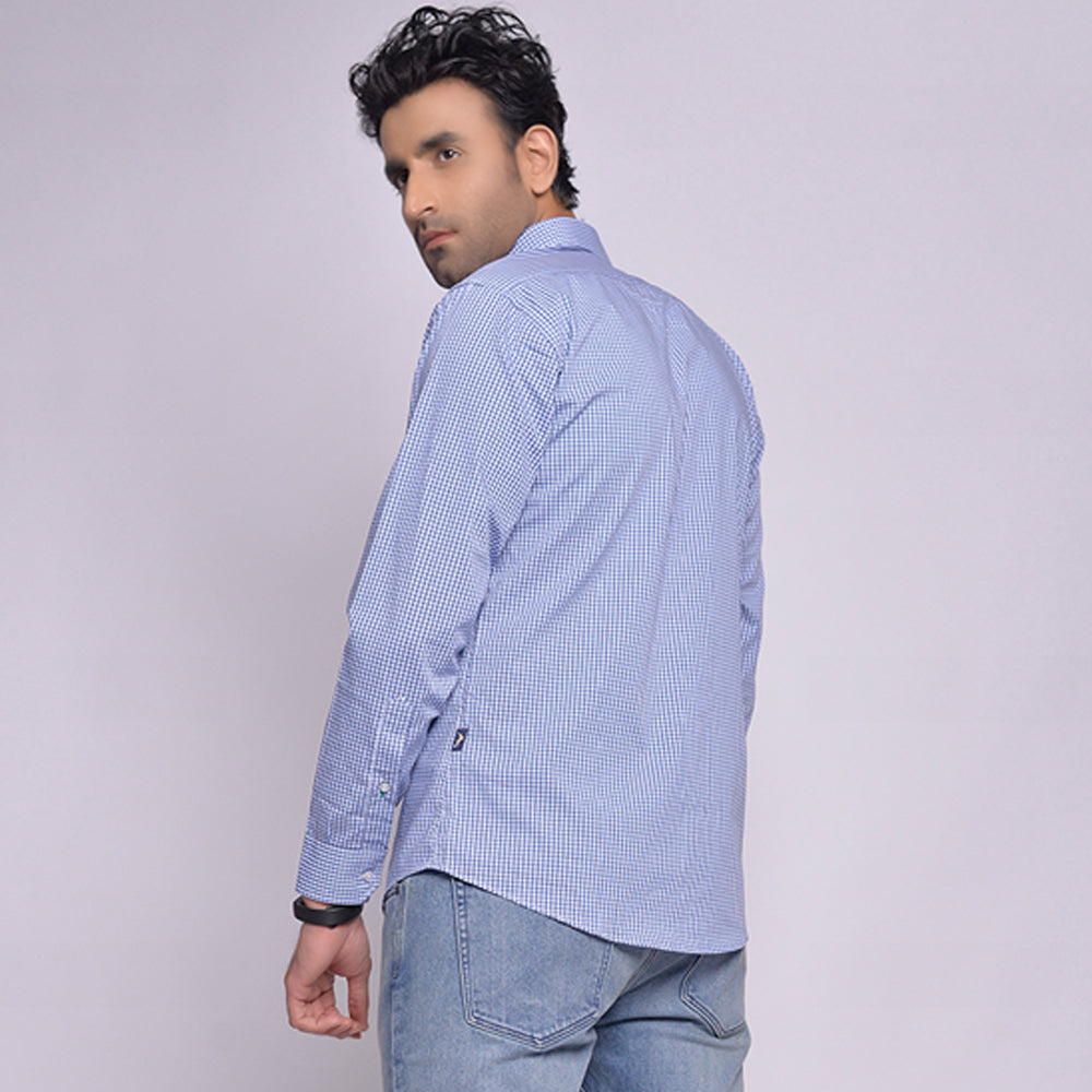 MLS - Men’s Wrinkle Free Work Shirt Blue Check (MLSWFWS24)