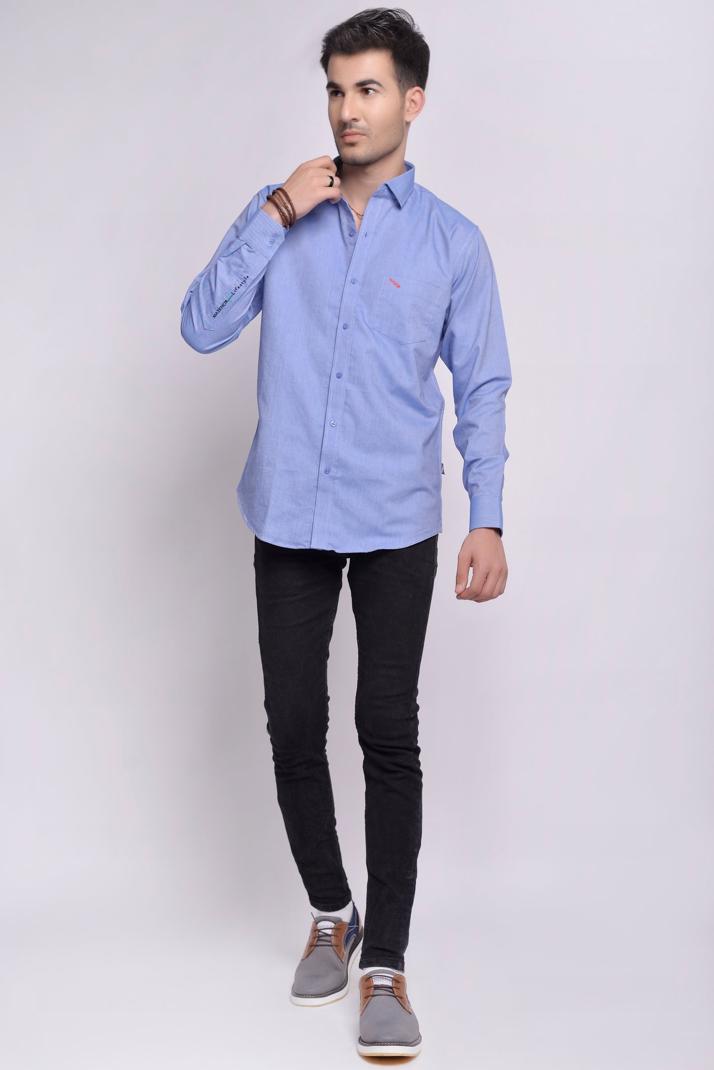 MLS - Men’s Organic Cotton Shirt Blue Plain (MLSOS24)