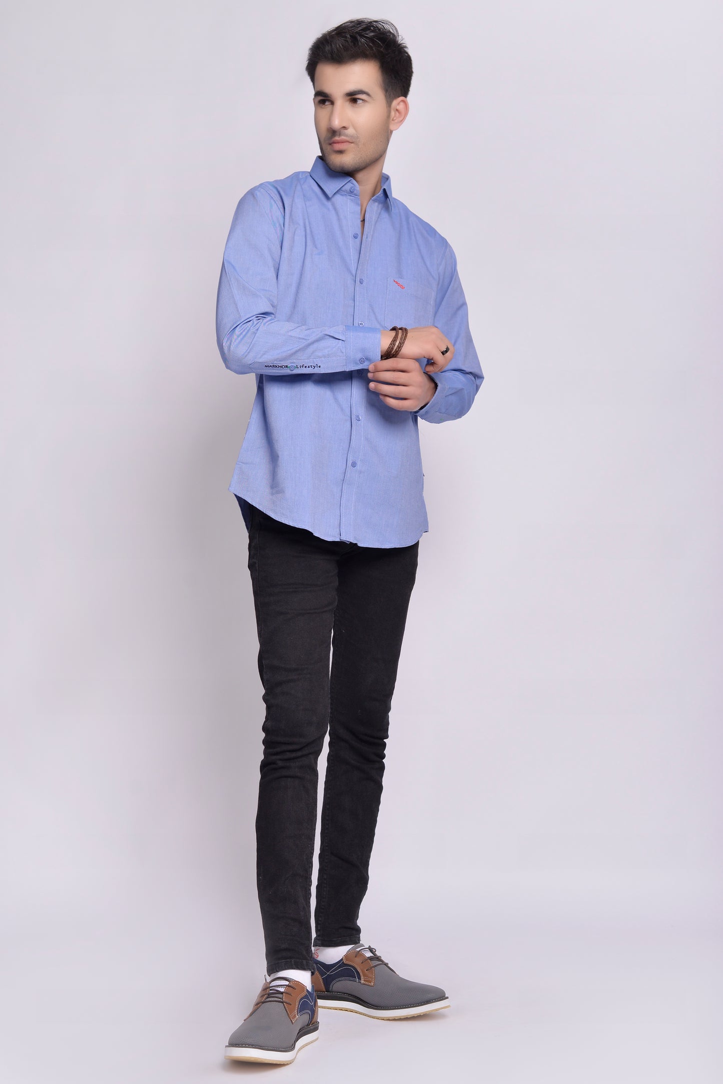 MLS - Men’s Organic Cotton Shirt Blue Plain (MLSOS24)