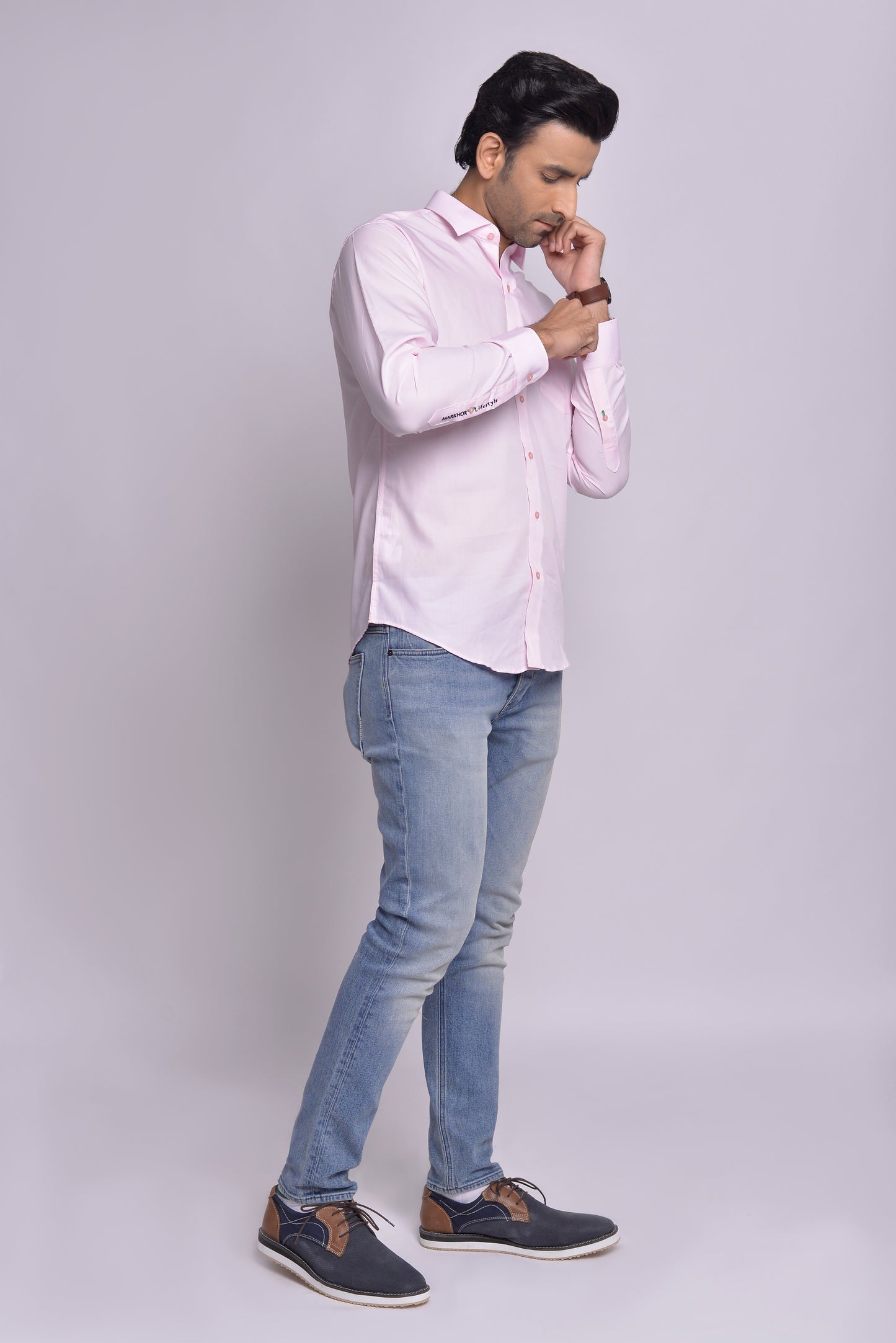 MLS - Men’s Organic Cotton Shirt Pink Plain (MLSOS24)