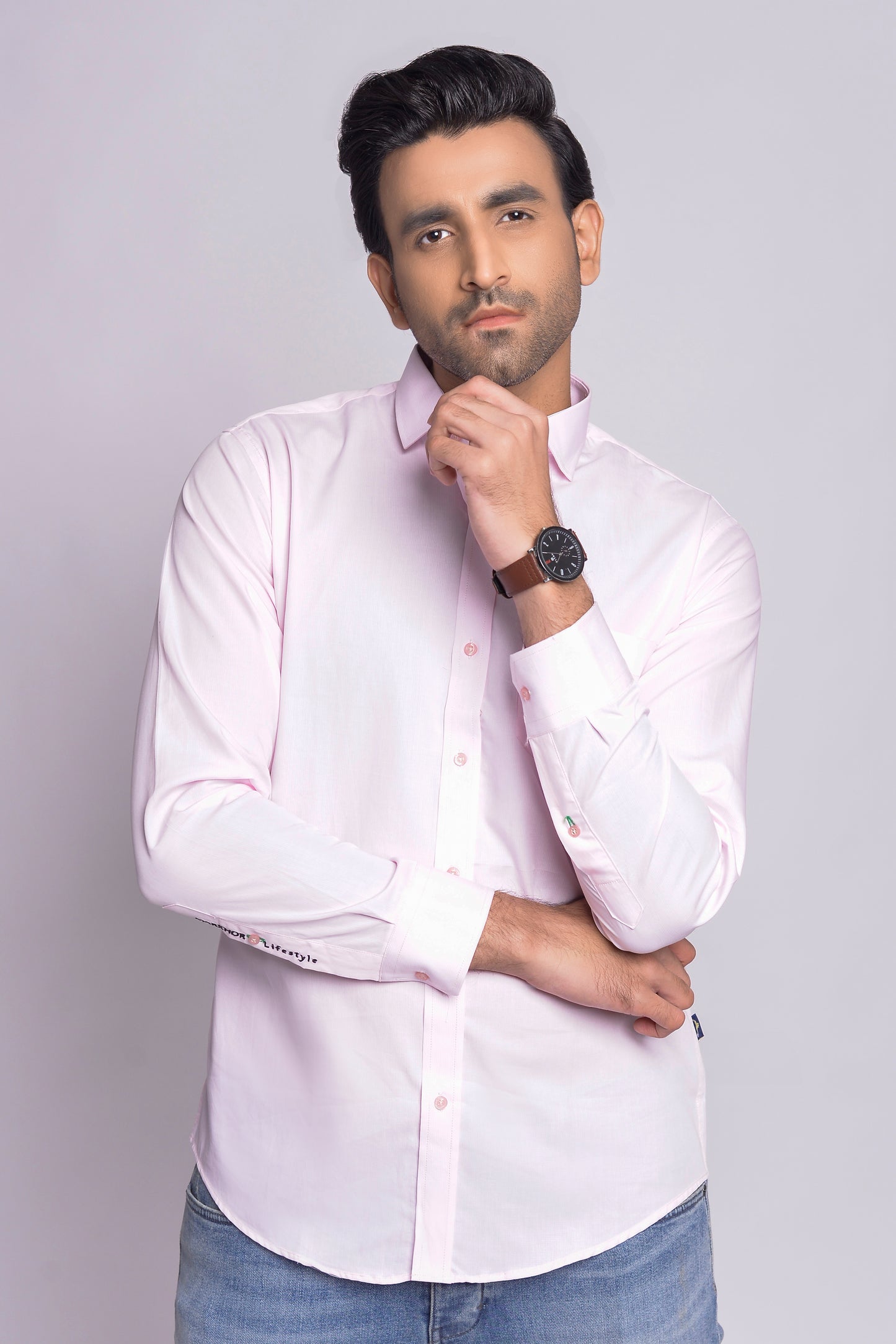 MLS - Men’s Organic Cotton Shirt Pink Plain (MLSOS24)