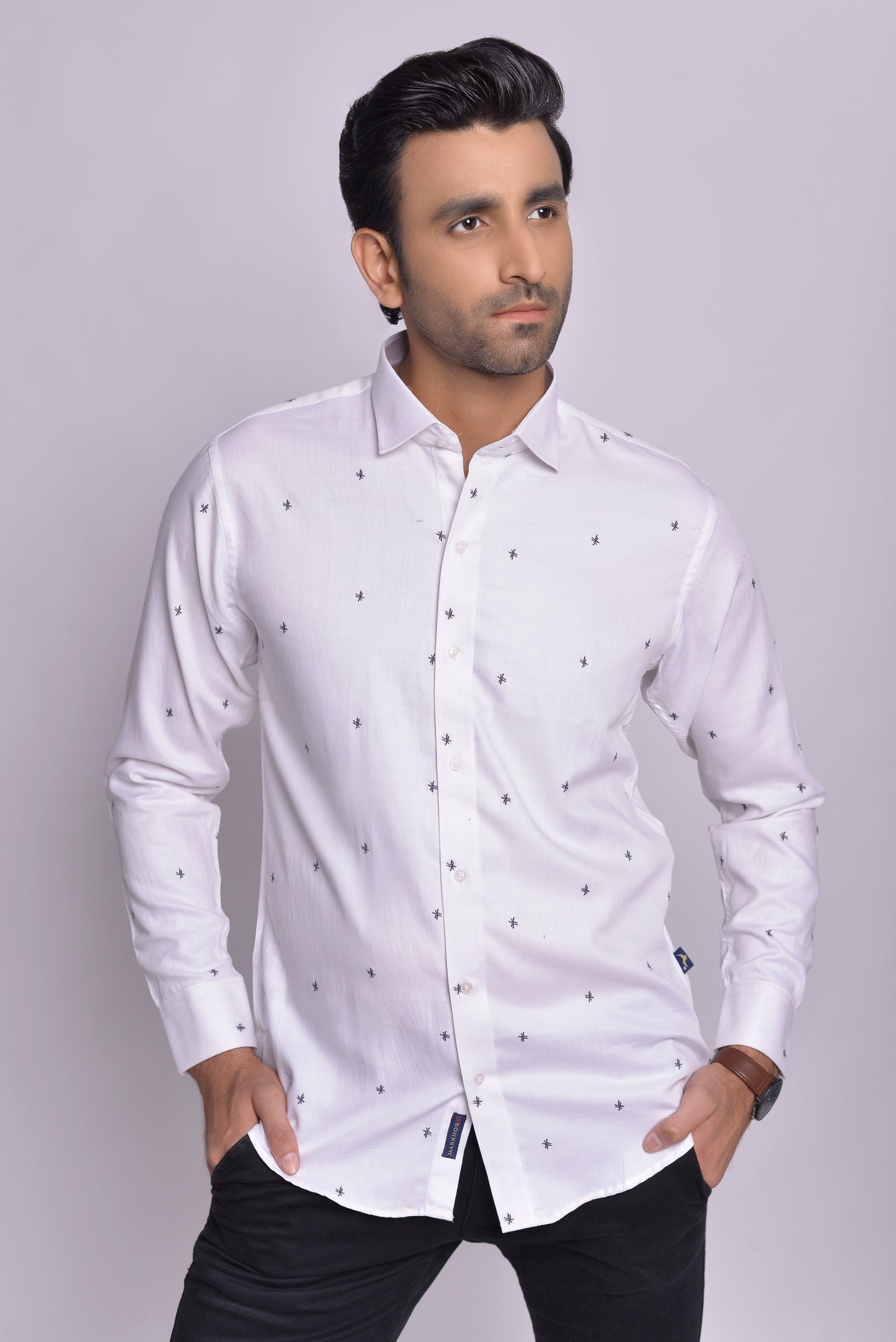 MLS - Men’s Wrinkle Free Work Shirt White Stars (MLSSC24)