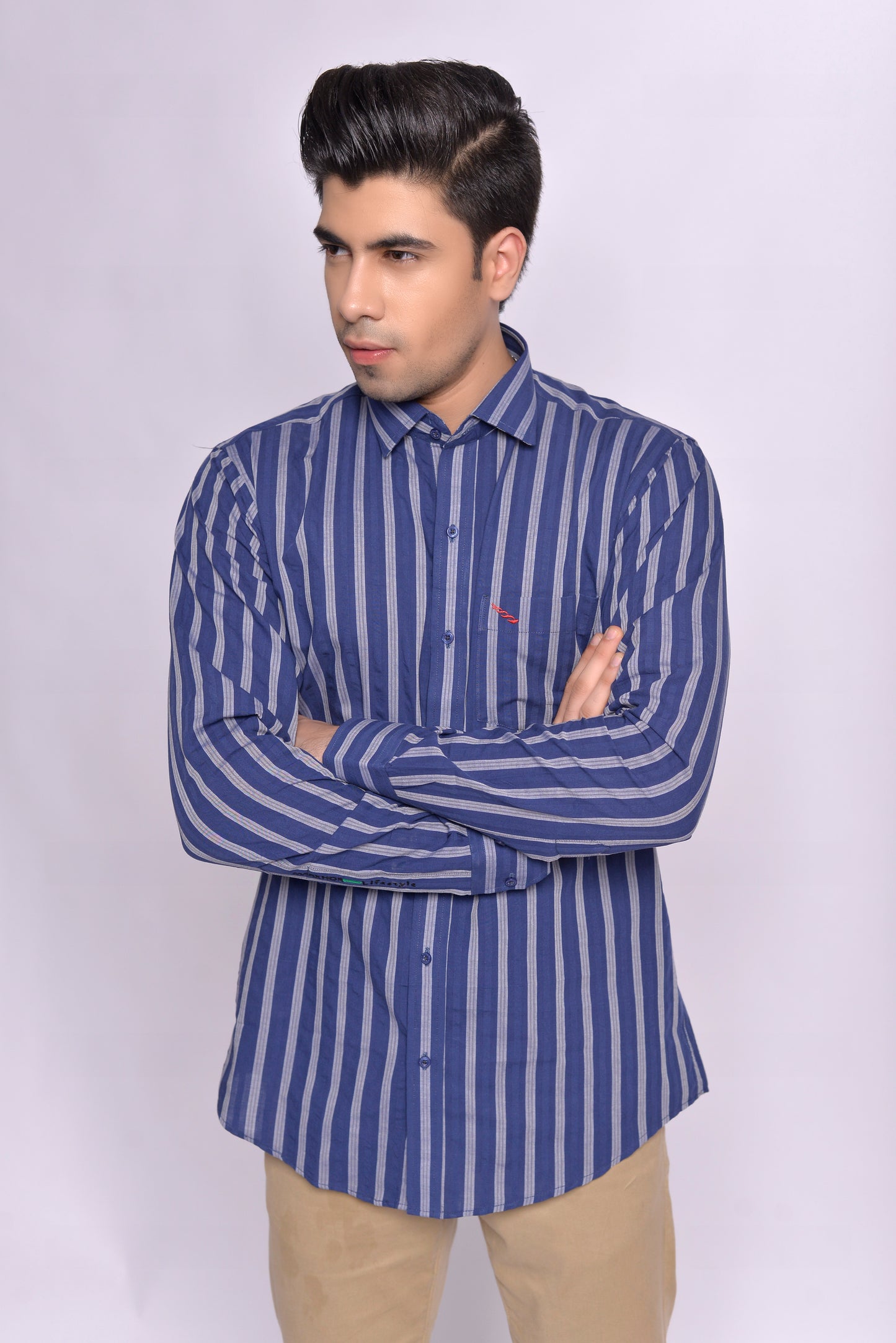 MLS - Men’s Stripe wrinkle free work shirt (MLSSWFW24)