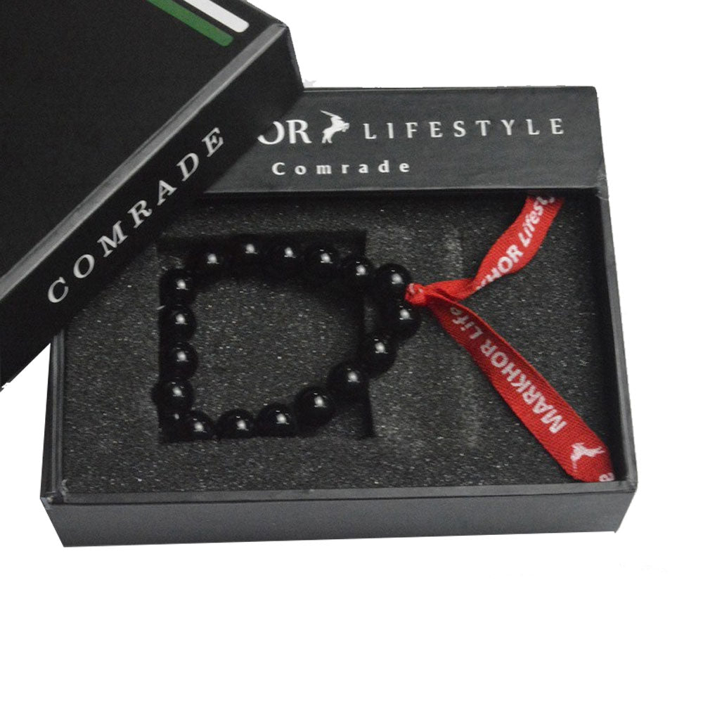MLS - Unisex Black Onyx Beaded Stretch Bracelet (MLSUBOBSB24)