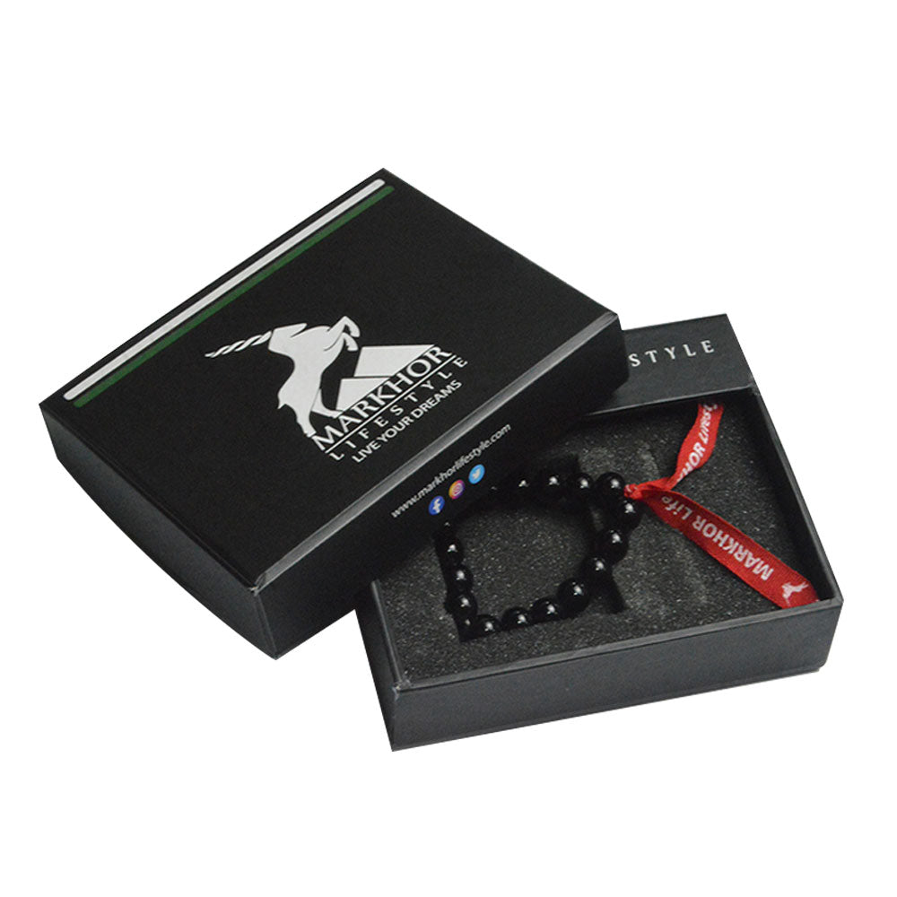 MLS - Unisex Black Onyx Beaded Stretch Bracelet (MLSUBOBSB24)