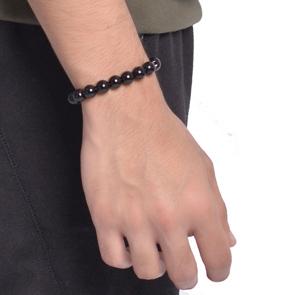 MLS - Unisex Black Onyx Beaded Stretch Bracelet (MLSUBOBSB24)