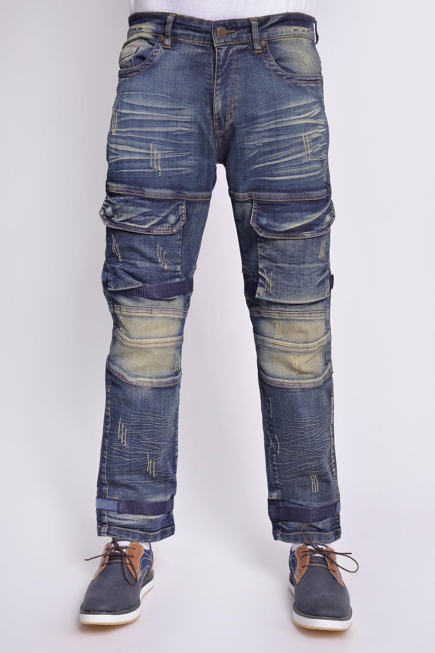 MLS - Men’s Denim Distressed Knees Vintage Biker Jeans (MLSDKVJ001)