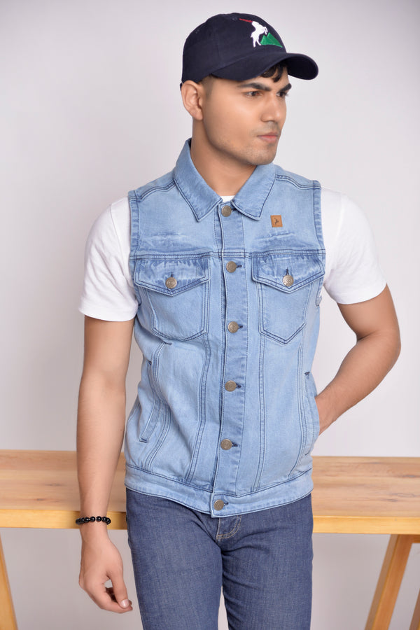 Men's Denim Sleeveless Vest - Markhor Lifestyle Pakistan