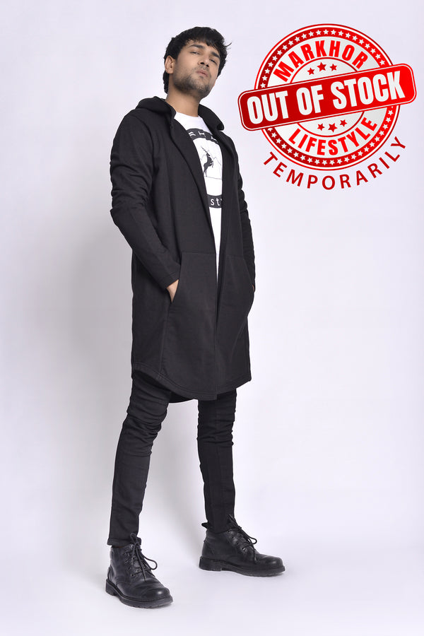 Men's Premium Hooded Long Jacket Beige - Markhor Lifestyle Pakistan