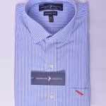 MLS - Men’s Premium Wrinkle Free Pinpoint Oxford Shirt - Europe Blue Striped